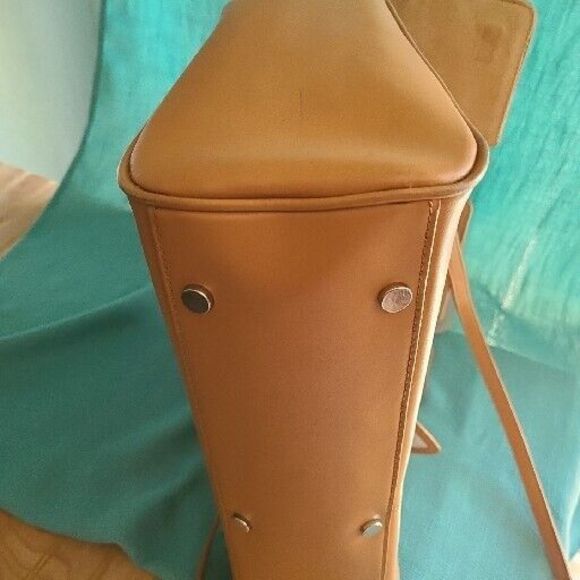 Francine Collection Tan Leather Laptop Brief Case Bag - Picture 12 of 14